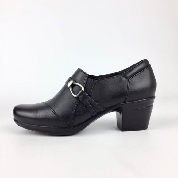 Clarks Womens Emslie Katy Black Leather Ankle Bootie Shootie Loafer size 7 - Picture 6 of 16